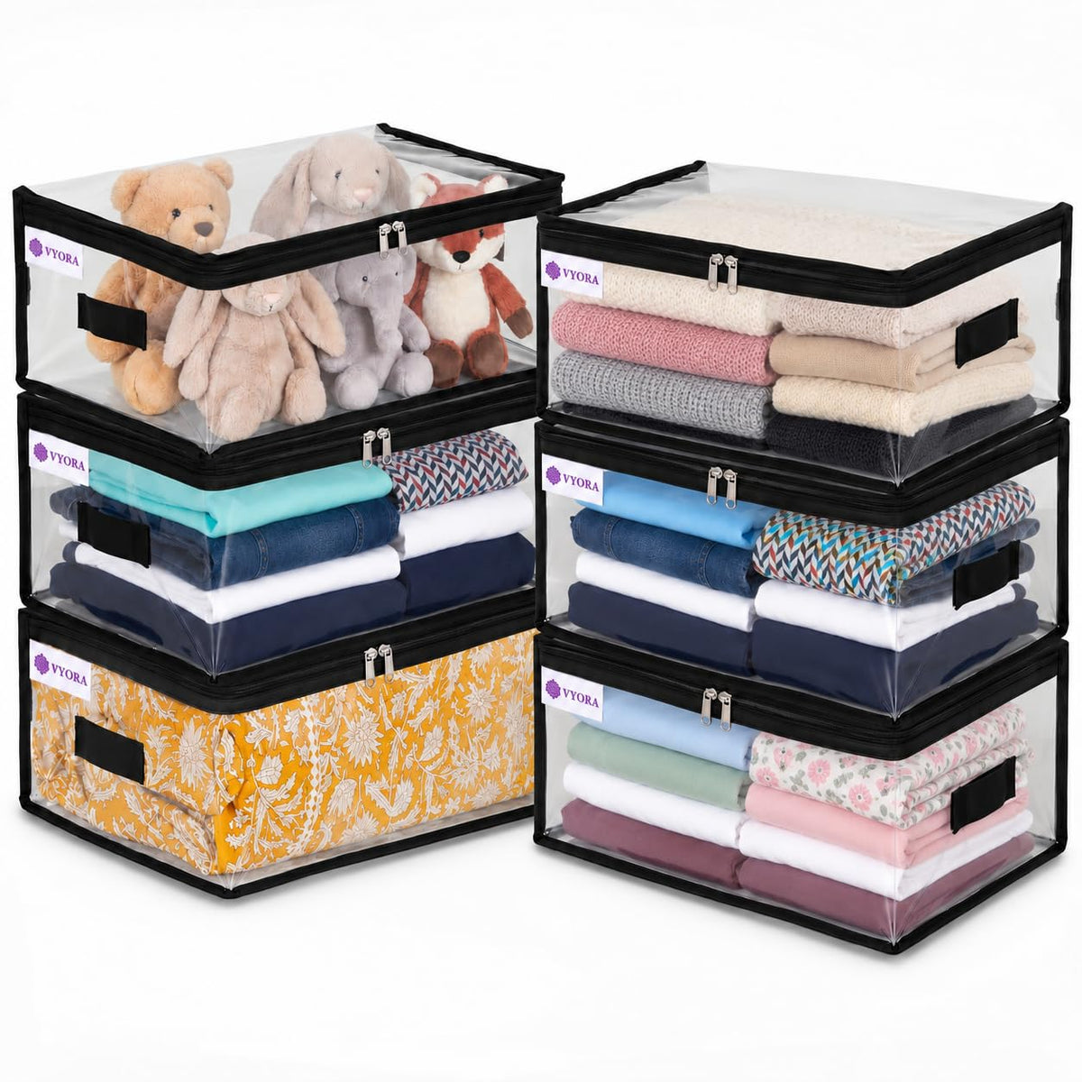 VYORA Transparent Storage Bags for Clothes | Clothes Organizer for Small Blankets, Bedsheets, Toys & Documents