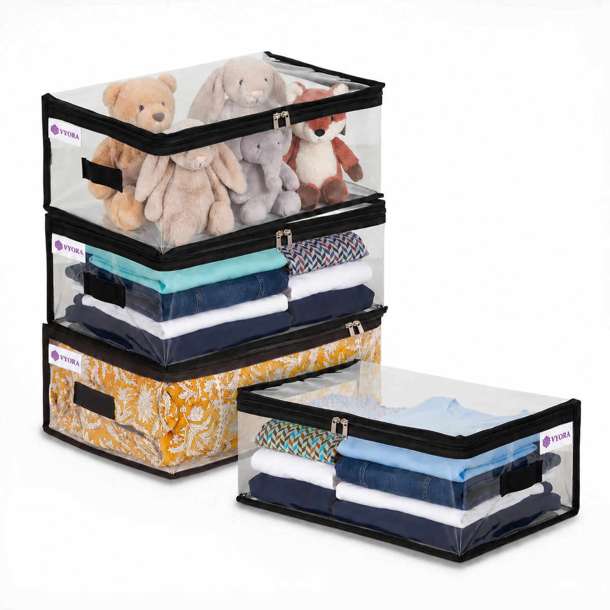 VYORA Transparent Storage Bags for Clothes | Clothes Organizer for Small Blankets, Bedsheets, Toys & Documents
