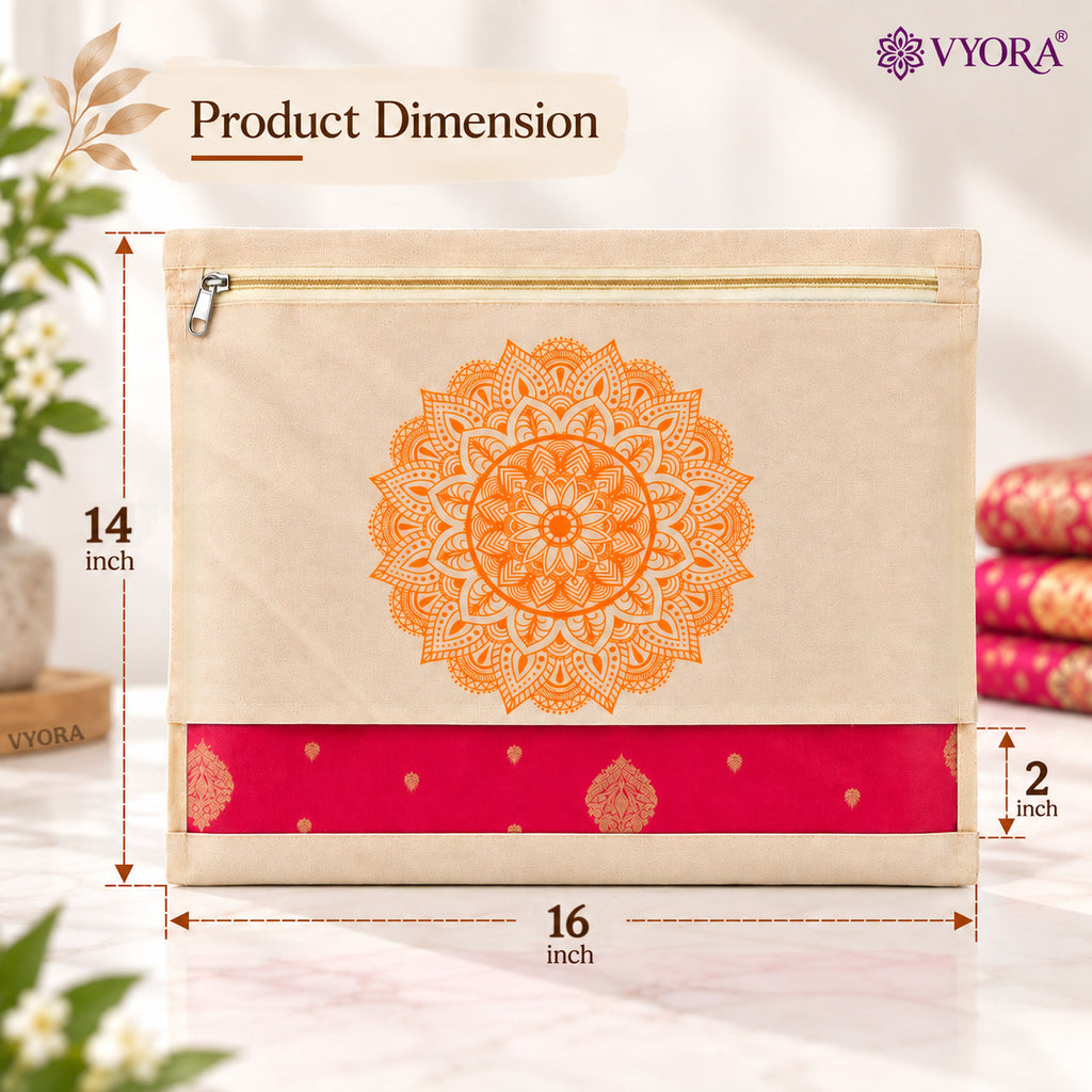 VYORA Premium Cotton Saree Covers for Storage with Zip | Cloth Organizer Bags