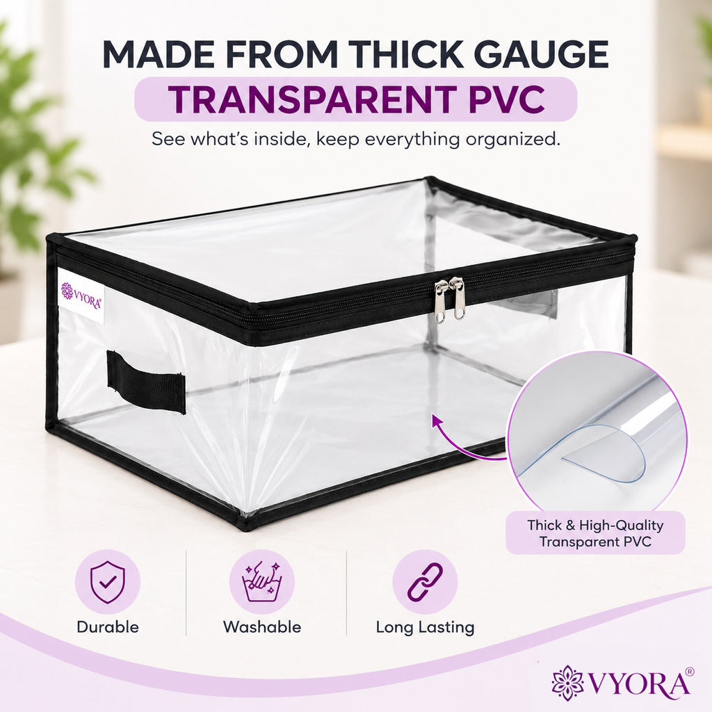VYORA Transparent Storage Bags for Clothes | Clothes Organizer for Small Blankets, Bedsheets, Toys & Documents