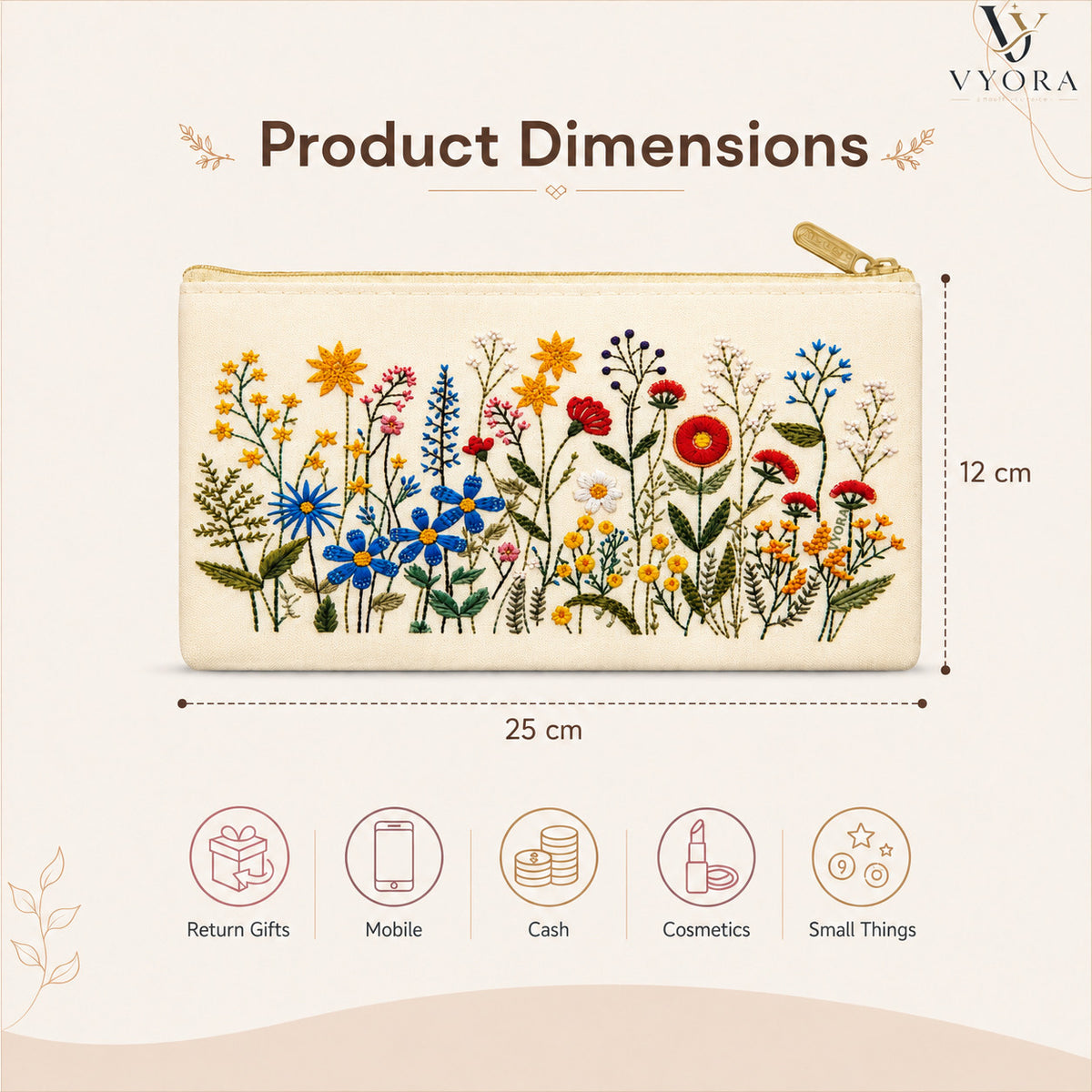 VYORA Printed Return Gift Pouches | Ideal for Festival Gifting, Cosmetics Storage