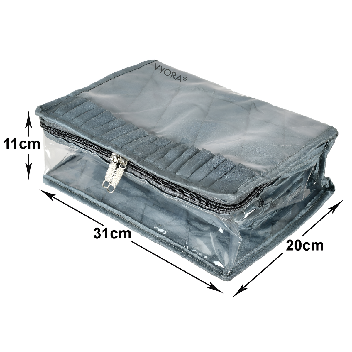 VYORA Multipurpose Jewellery Organizer Pouch | 13 Attached Transparent Pouches