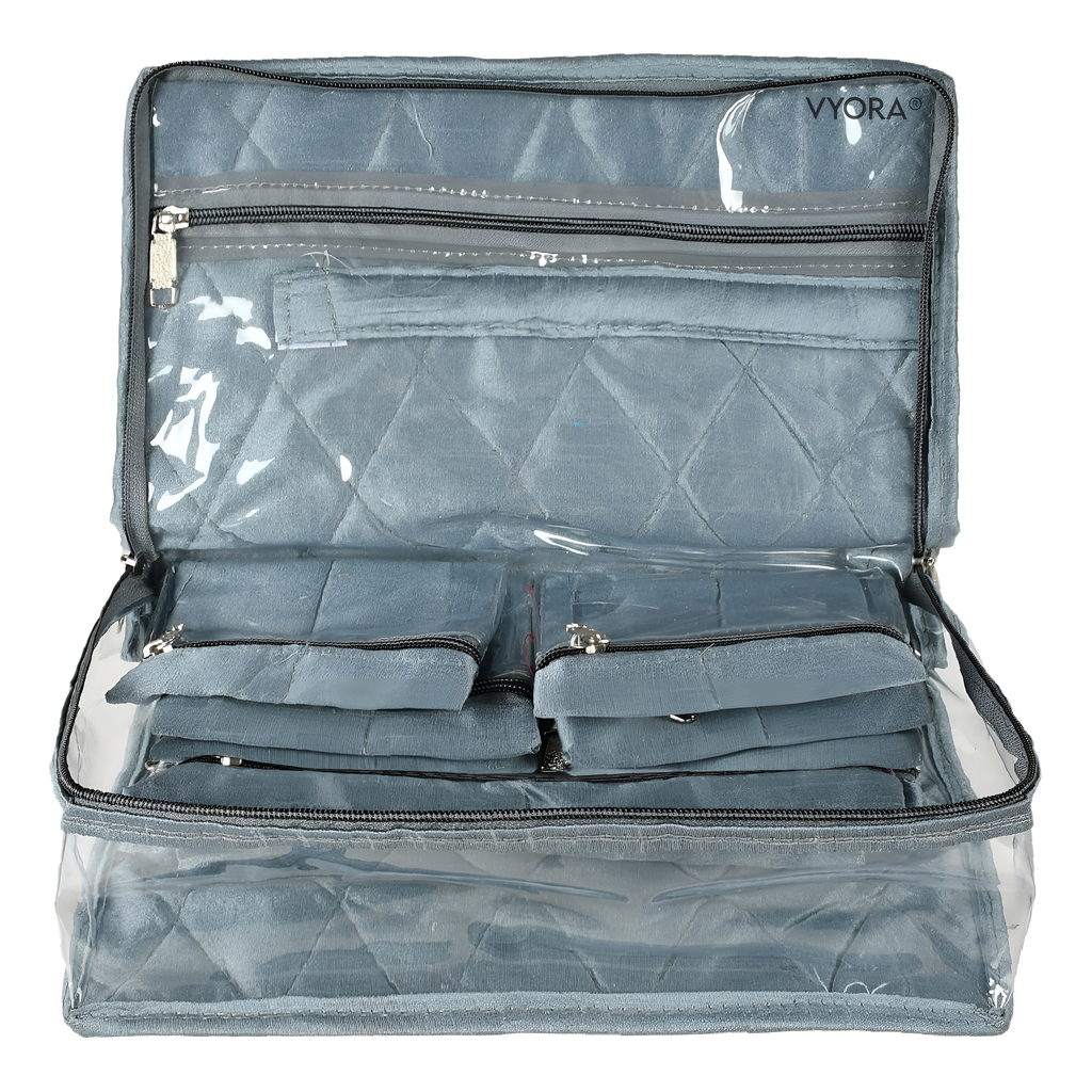 VYORA Multipurpose Jewellery Organizer Pouch | 13 Attached Transparent Pouches